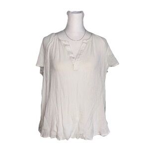 Show Me Your Mumu White Gauzy V-Neck Short Sleeve Blouse Size Medium
